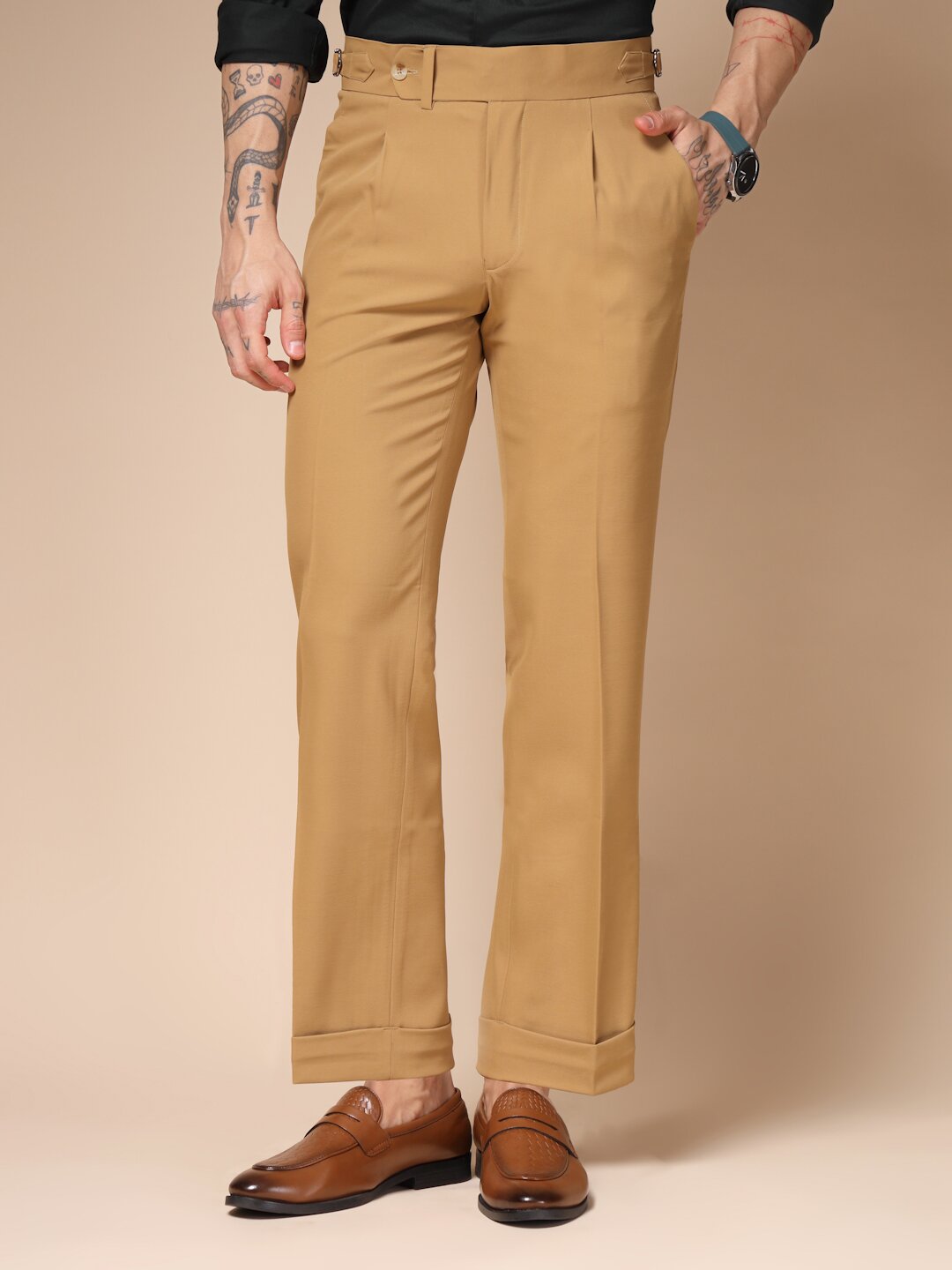 Camel Double Breasted 2 Piece Suit by Italian Vega®