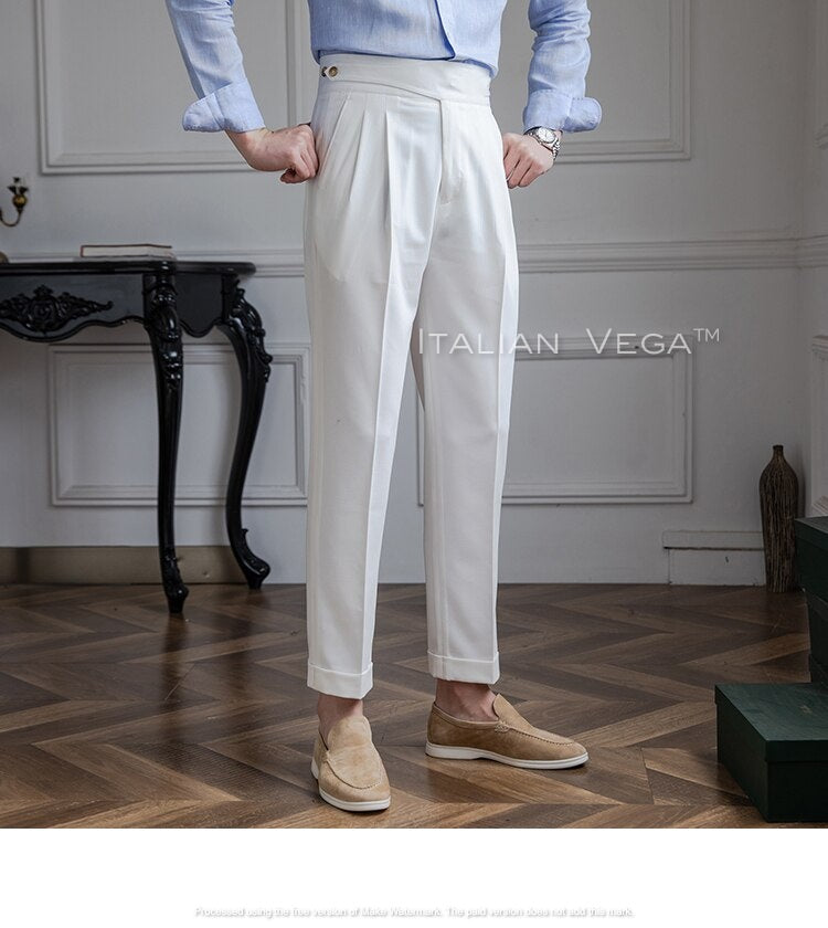 Frost White Classic Buttoned Gurkha Pants by Italian Vega®