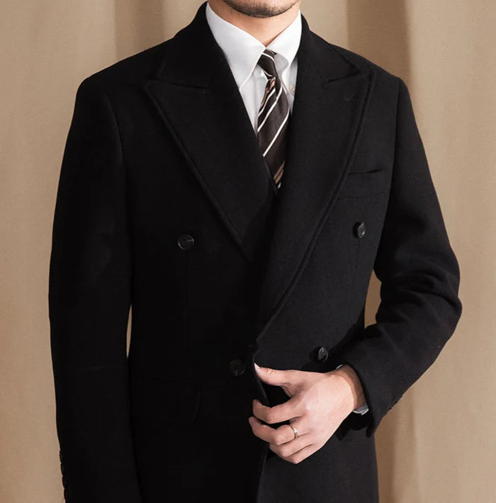 Kingsman Black Double Breasted Coat by Italian Vega®