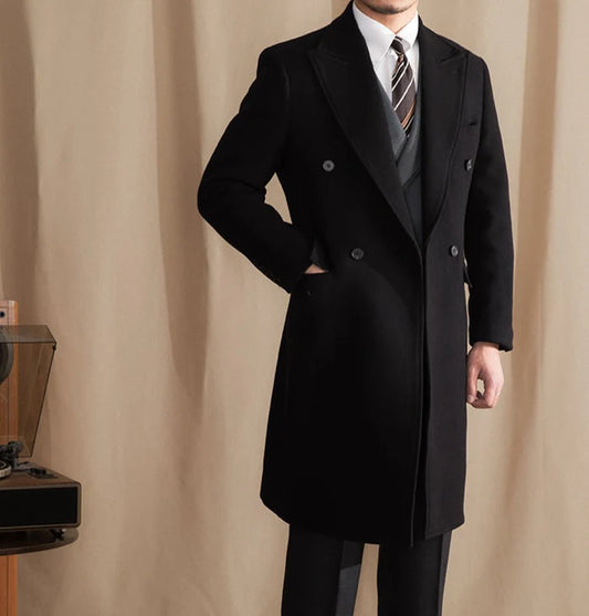 Kingsman Black Double Breasted Coat by Italian Vega