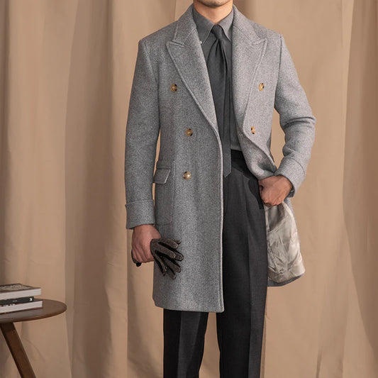 Kingsman Grey Double Breasted Coat by Italian Vega