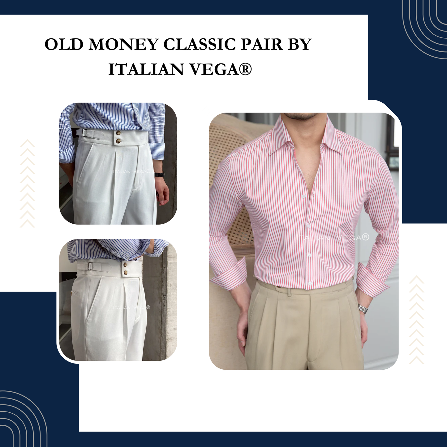 Old Money Crepe Shirt with White Signature Buttoned Gurkha Pant by ITALIAN VEGA®