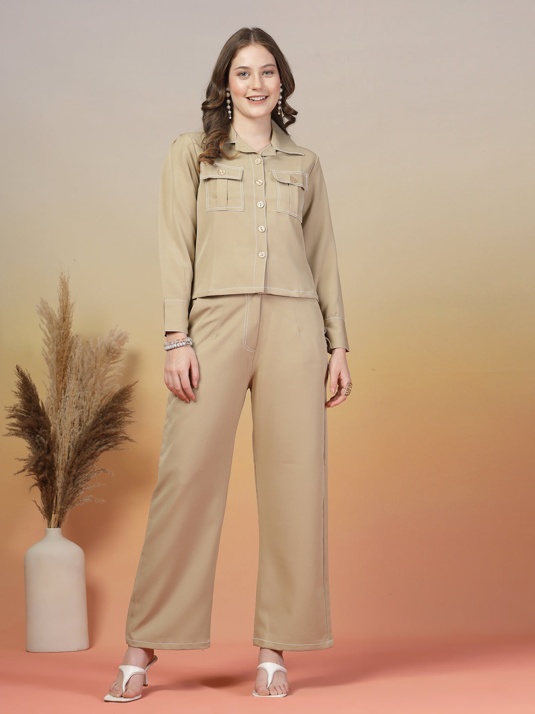 Riviera Almond Beige Co-ord Set by Italian Vega