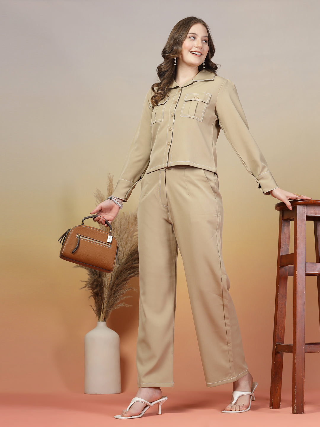 Riviera Almond Beige Co-ord Set by Italian Vega