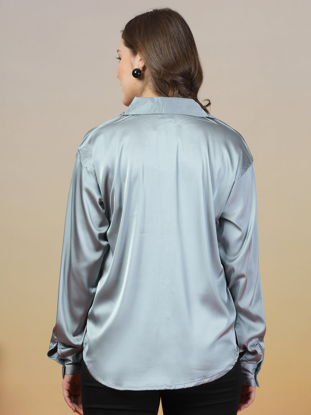 Grey Satin Shirt for Women | By ItalianVega