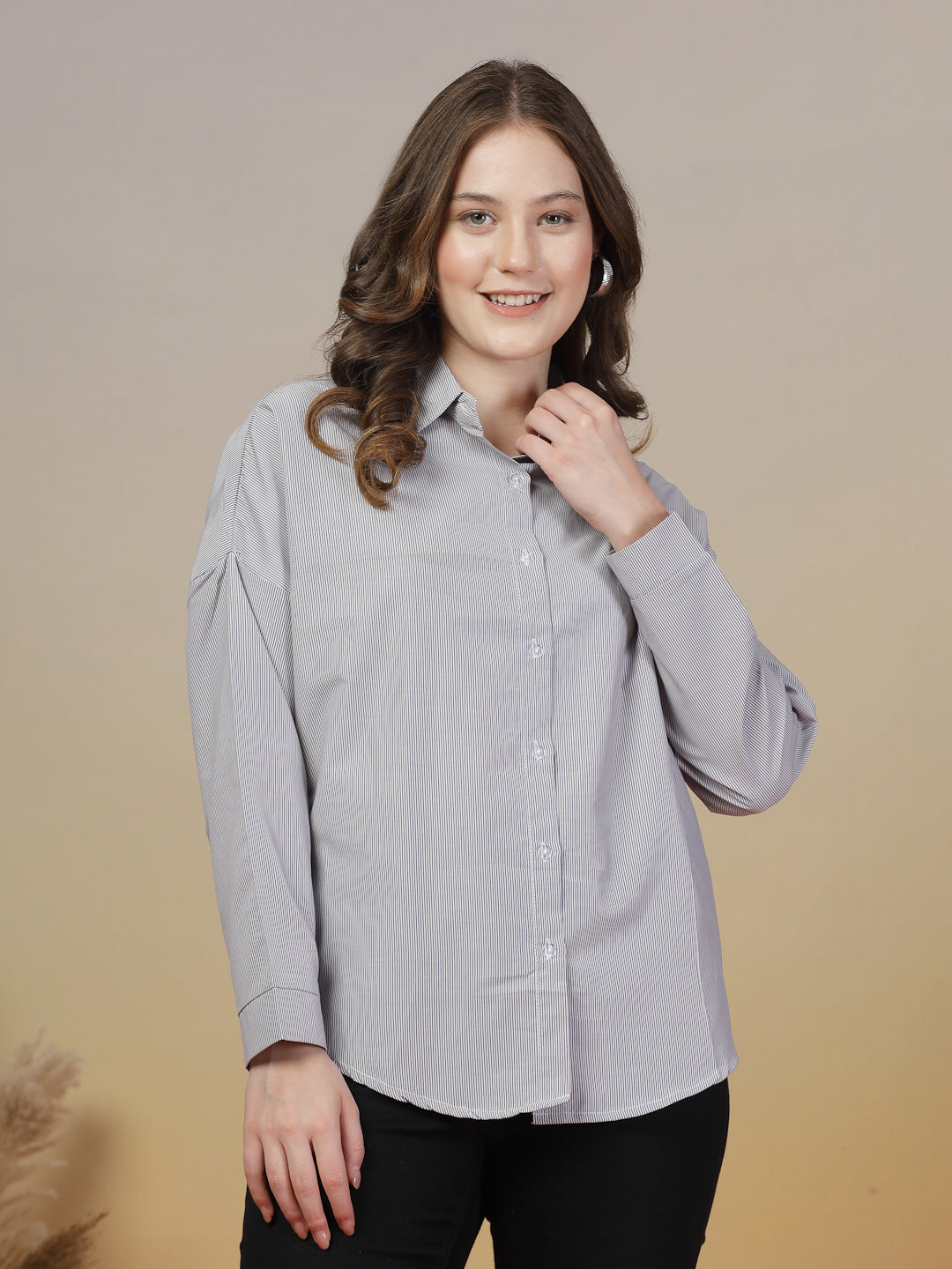 Grey Striped Shirt for Women | By ItalianVega