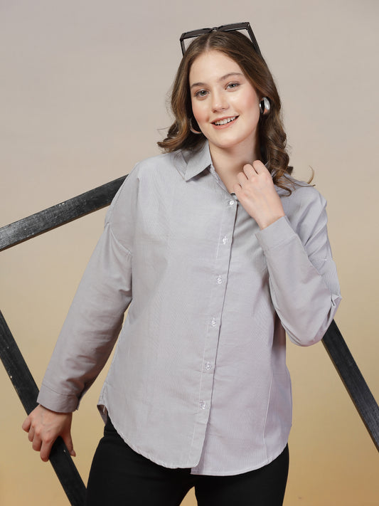 Grey Striped Shirt for Women | By ItalianVega