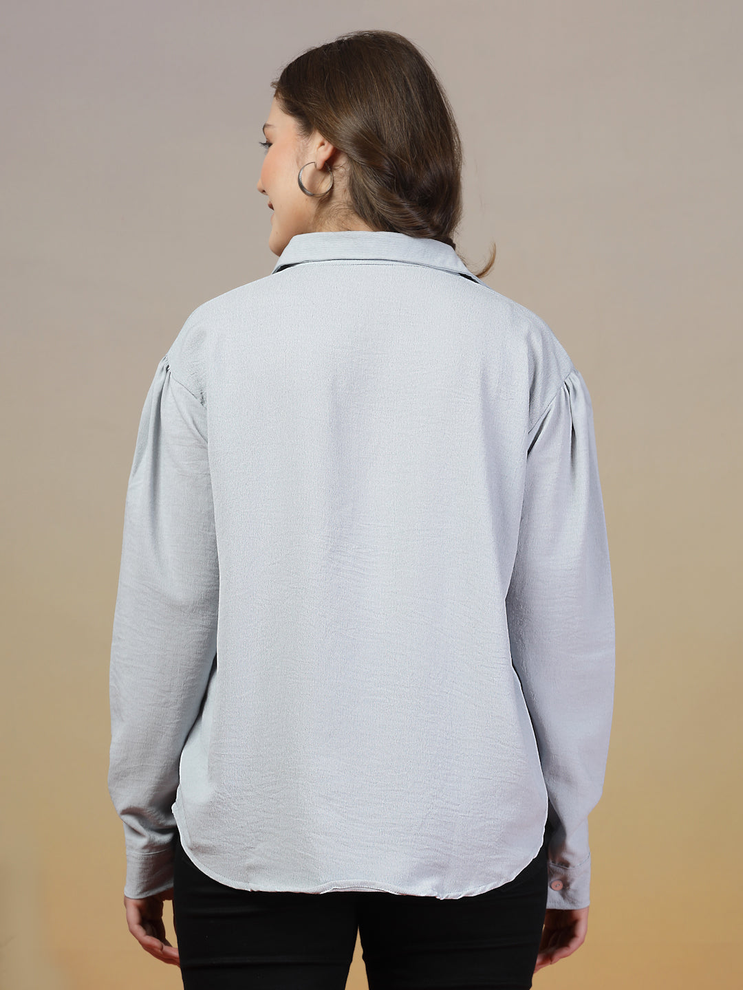 Light Grey Plain Loose Fit Shirt for Women | By ItalianVega