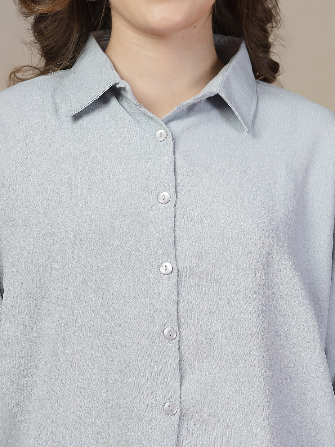 Light Grey Plain Loose Fit Shirt for Women | By ItalianVega