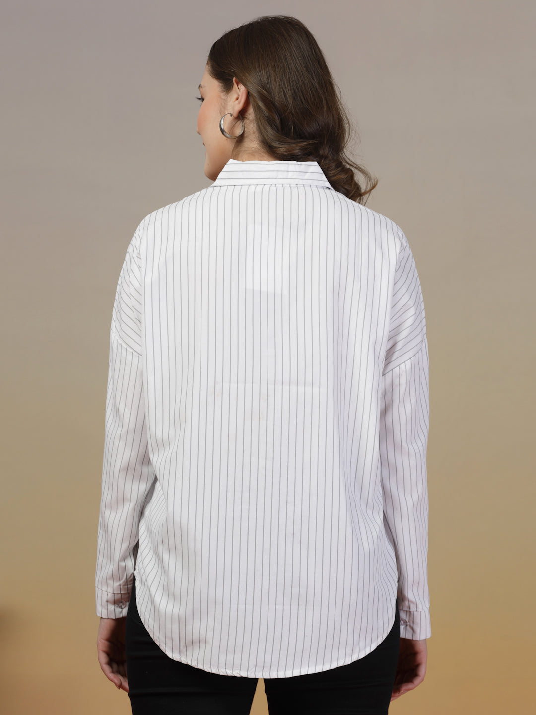 White Shirt with Light Grey Stripes for Women | By ItalianVega