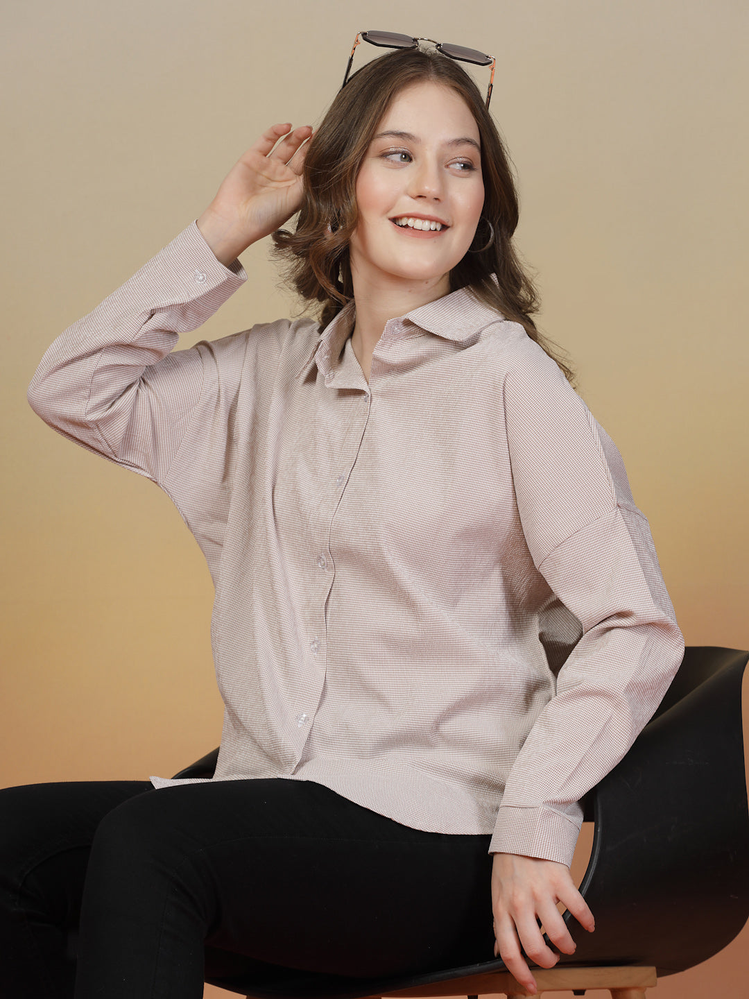 Beige Striped Shirt for Women | By ItalianVega