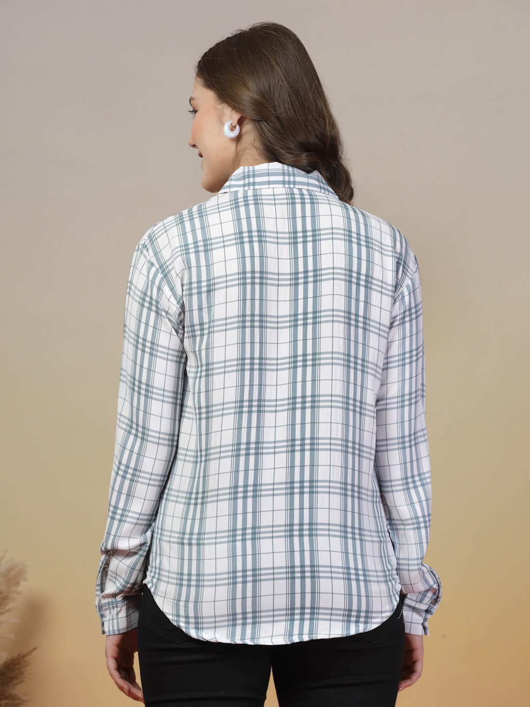Light Blue Checkered White Shirt for Women | By ItalianVega