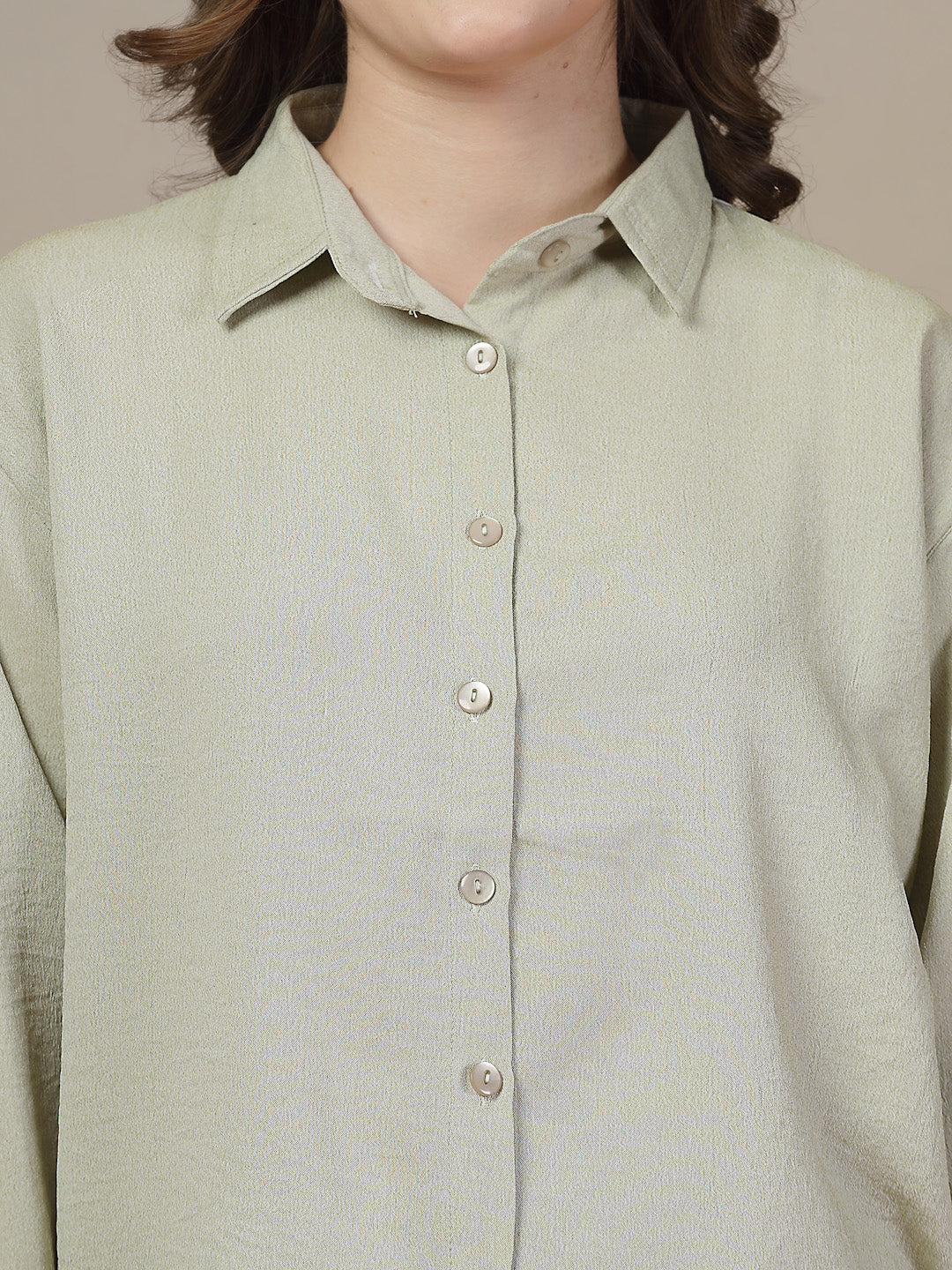 Beige Loose Fit Plain Shirt for Women | By ItalianVega
