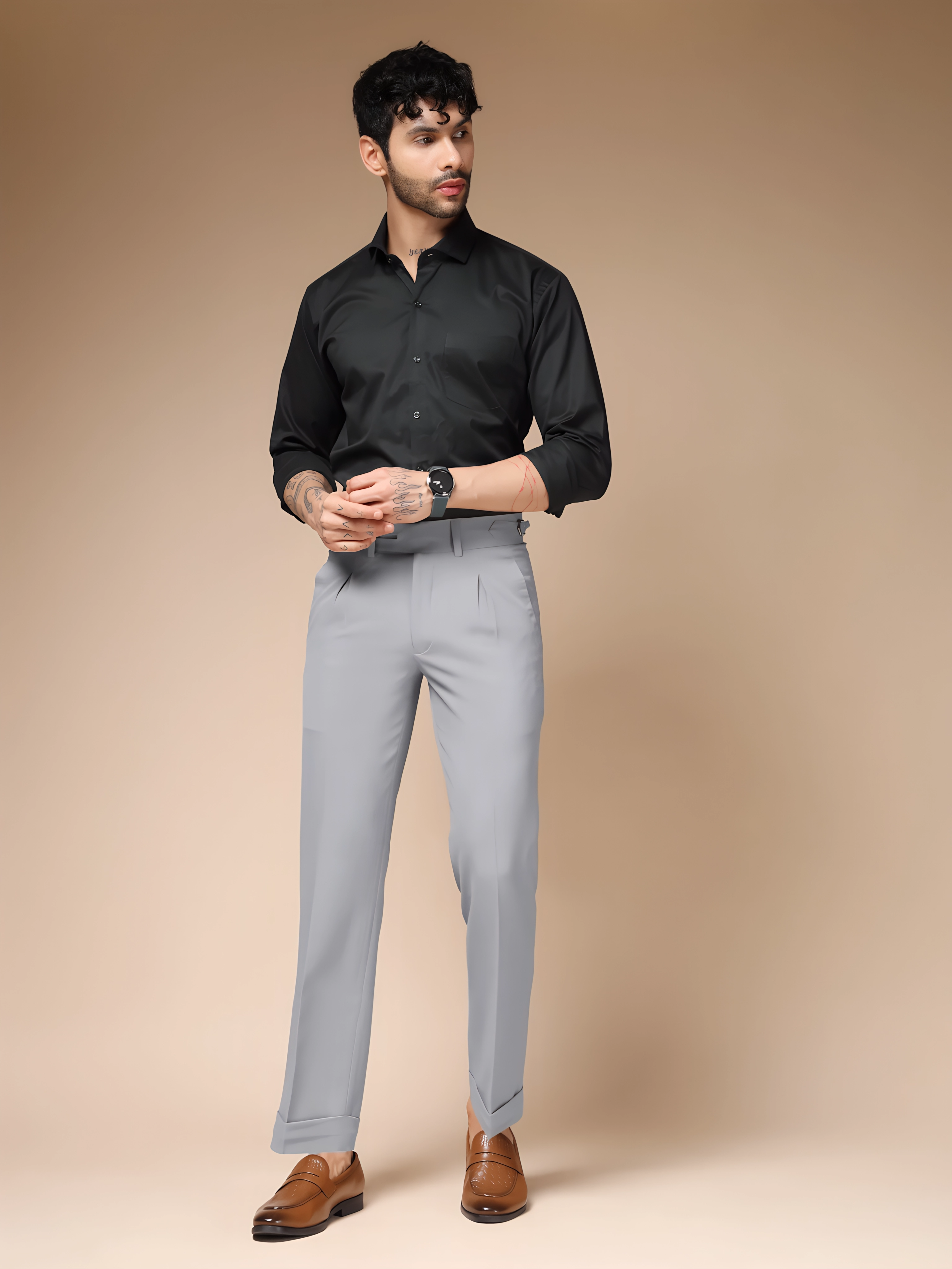 Ash Grey Double Buttoned Gurkha Pants by ITALIAN VEGA®