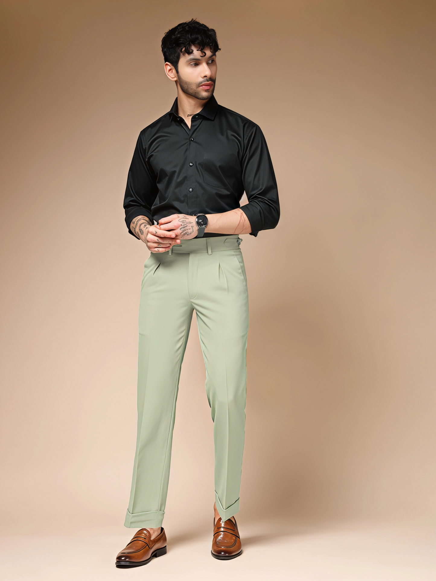 Lime Double Buttoned GURKHA PANTS by ITALIANVEGA™