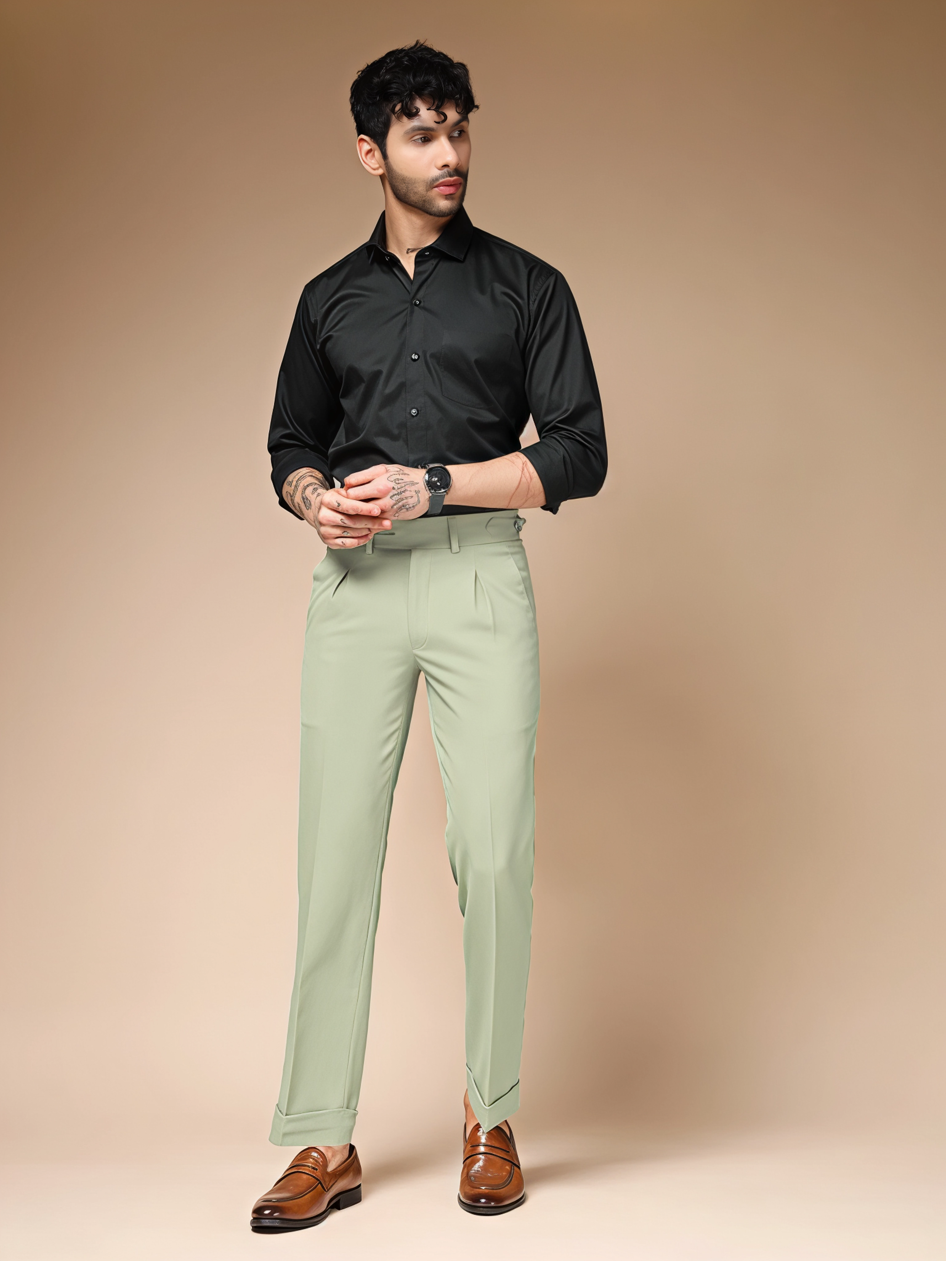 Lime Double Buttoned Gurkha Pants by ITALIAN VEGA®