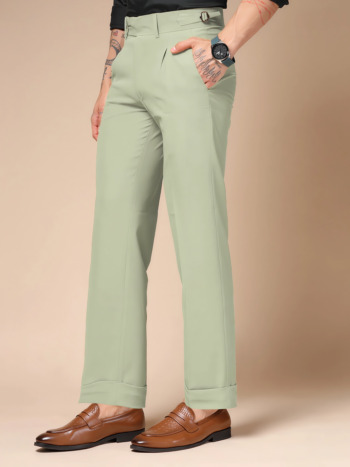 Lime Double Buttoned GURKHA PANTS by ITALIANVEGA™