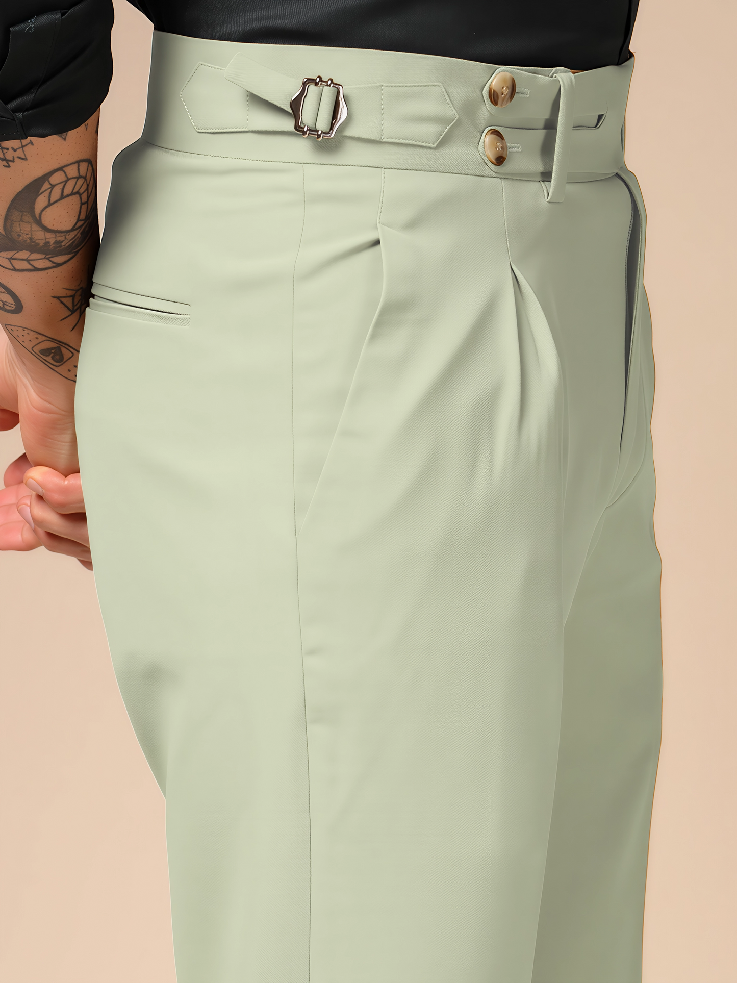 Lime Double Buttoned GURKHA PANTS by ITALIANVEGA™