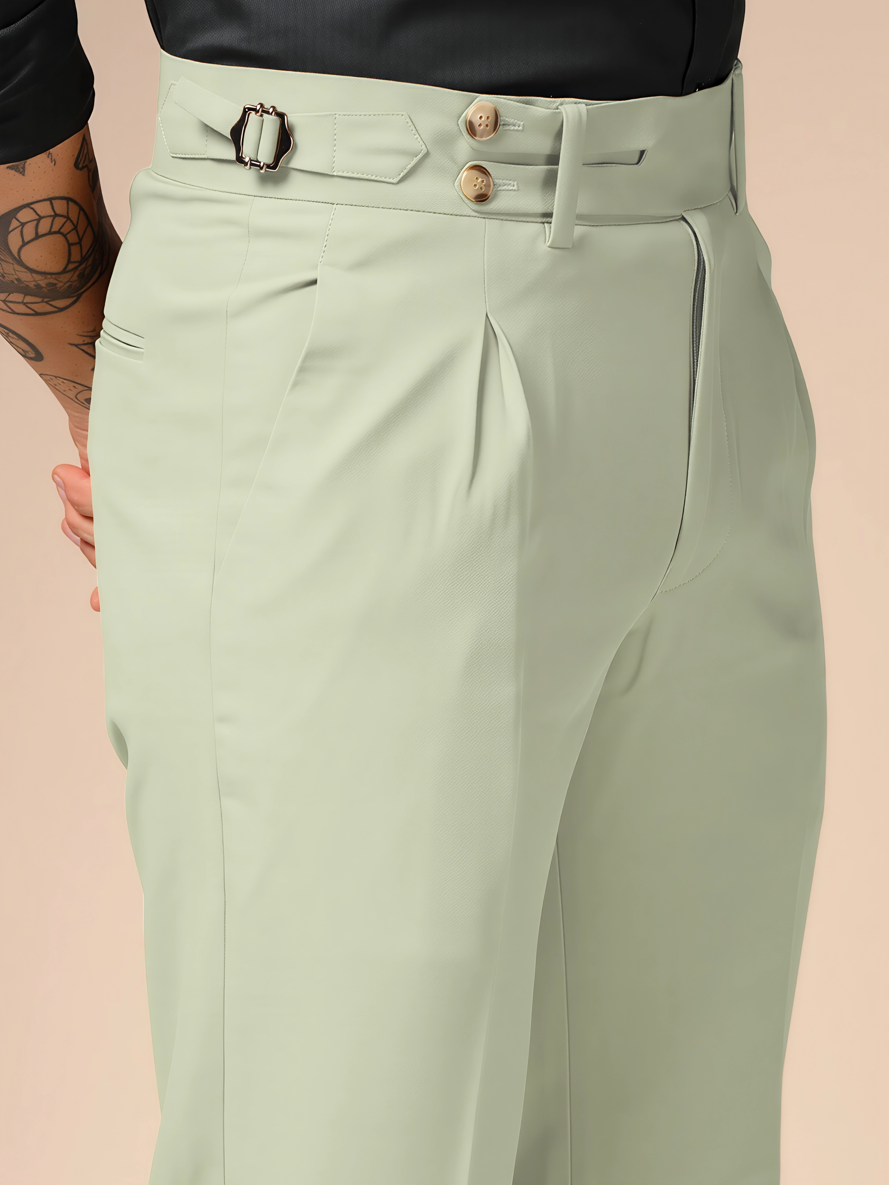 Lime Double Buttoned Gurkha Pants by ITALIAN VEGA®