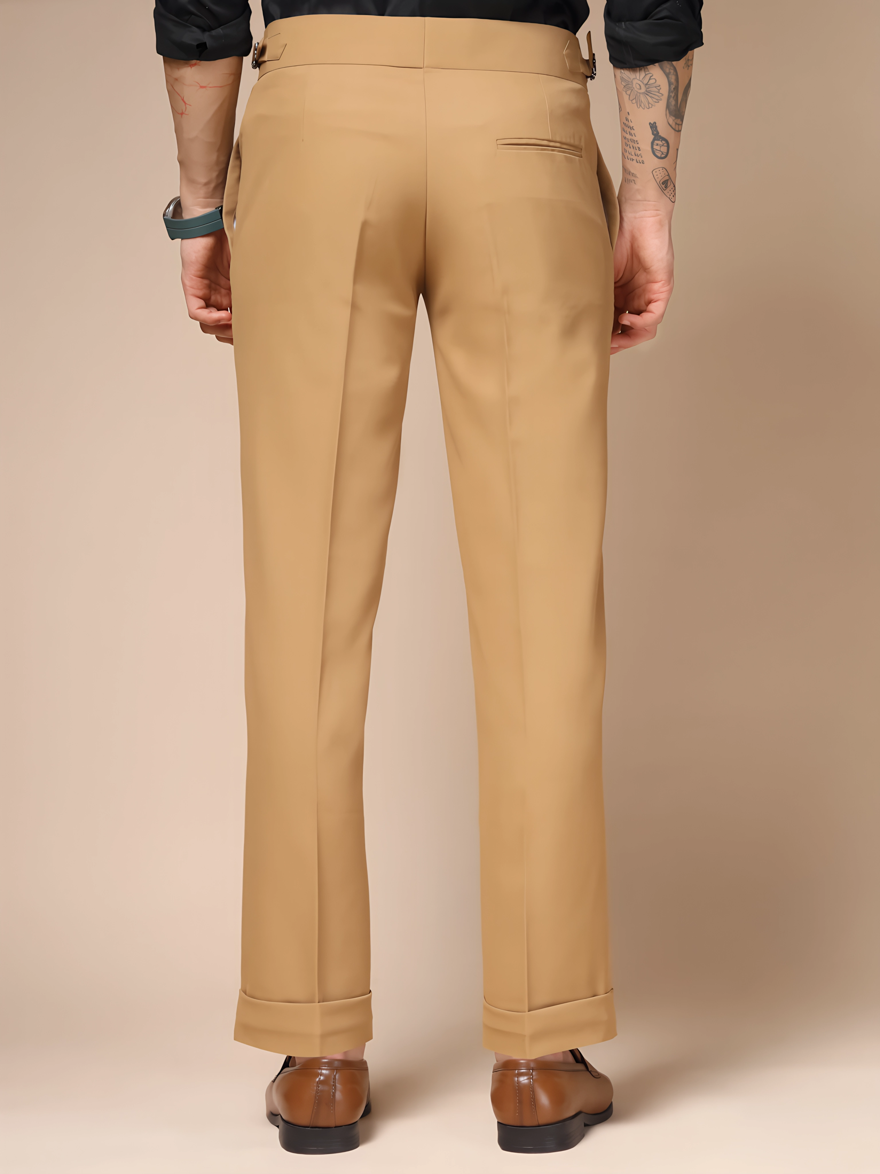 Camel Double Buttoned Gurha Pants by ITALIAN VEGA®