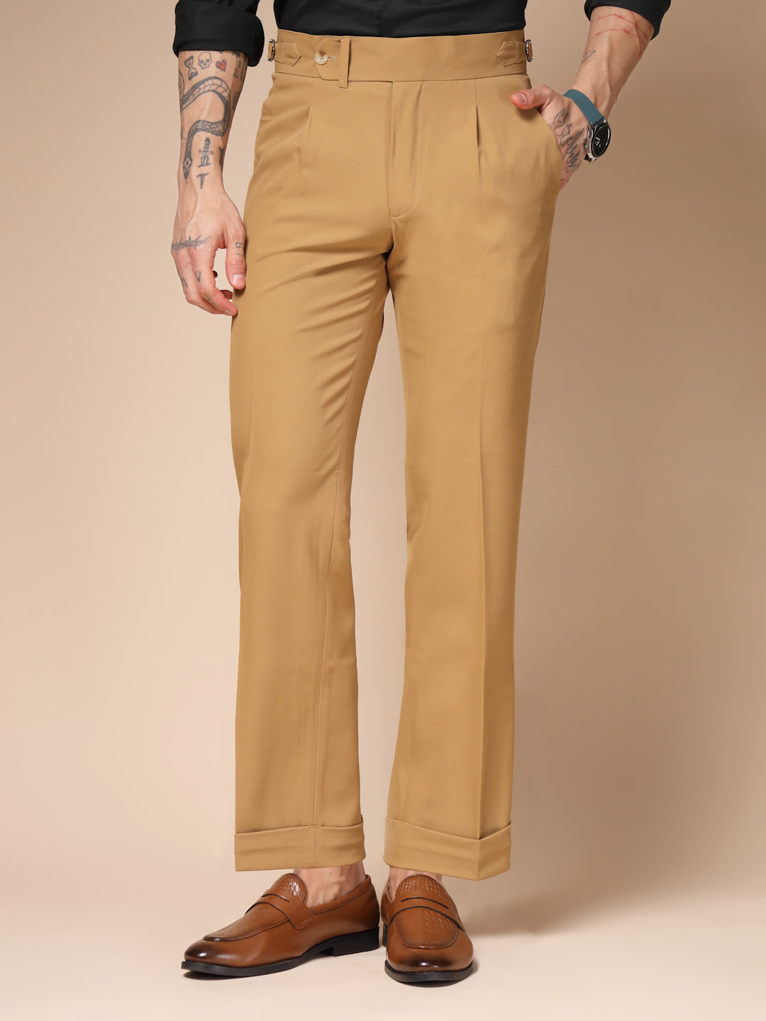Camel Italian Elegant Gurkha Trousers by ITALIAN VEGA®