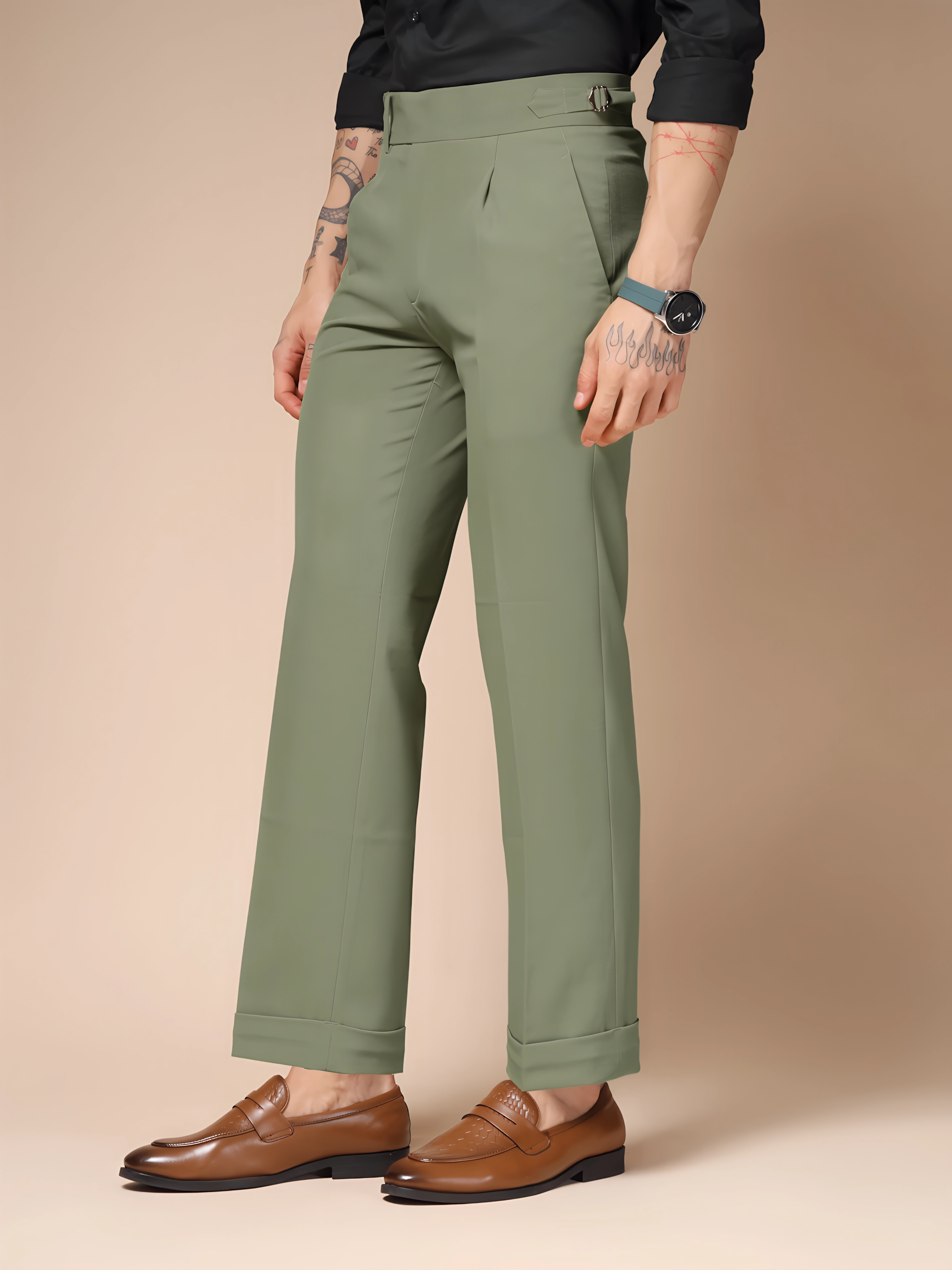 Pebble Italian Elegant Gurkha Trousers by ITALIAN VEGA®