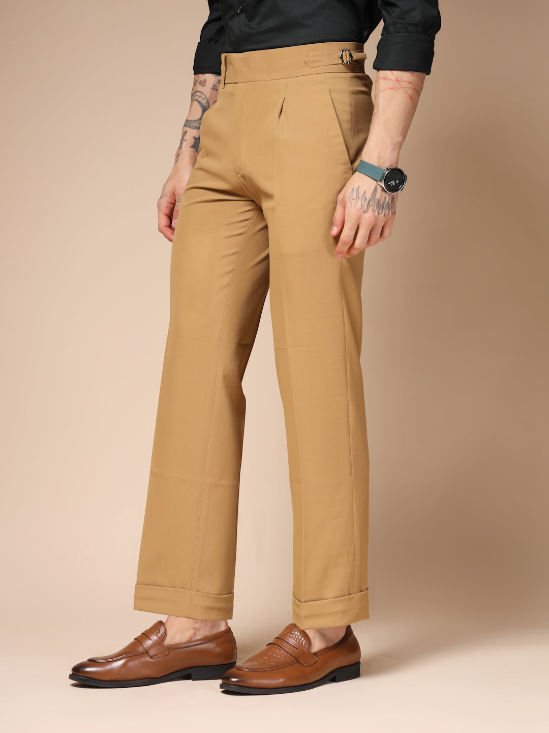 Camel Italian Elegant Gurkha Trousers by ITALIAN VEGA®