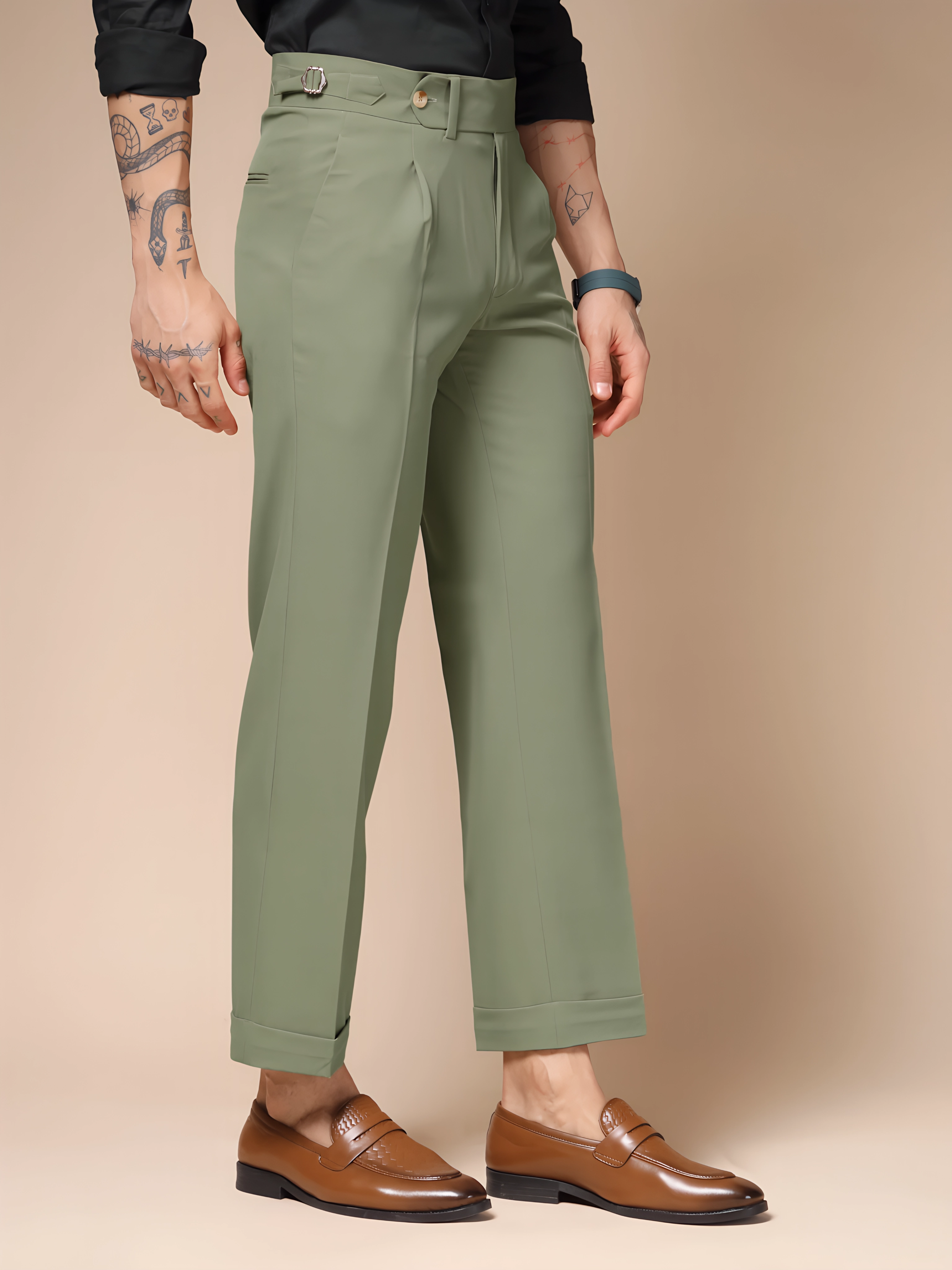 Pebble Italian Elegant Gurkha Trousers by ITALIAN VEGA®