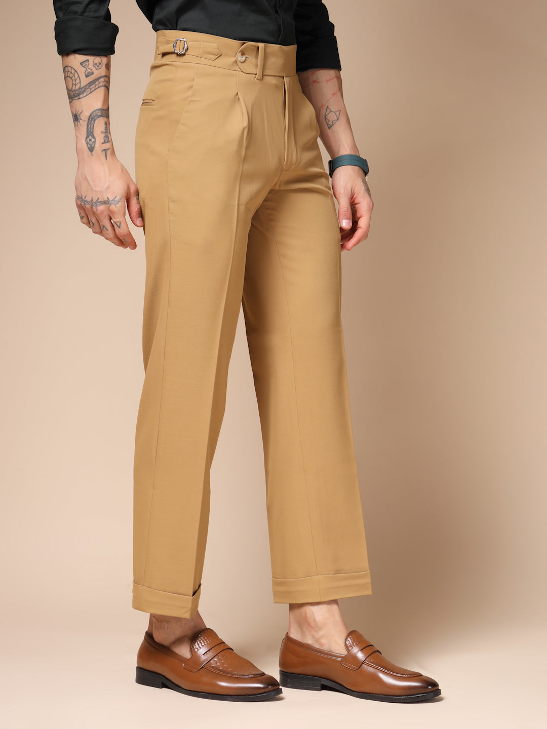 Camel Italian Elegant Gurkha Trousers by ITALIAN VEGA®