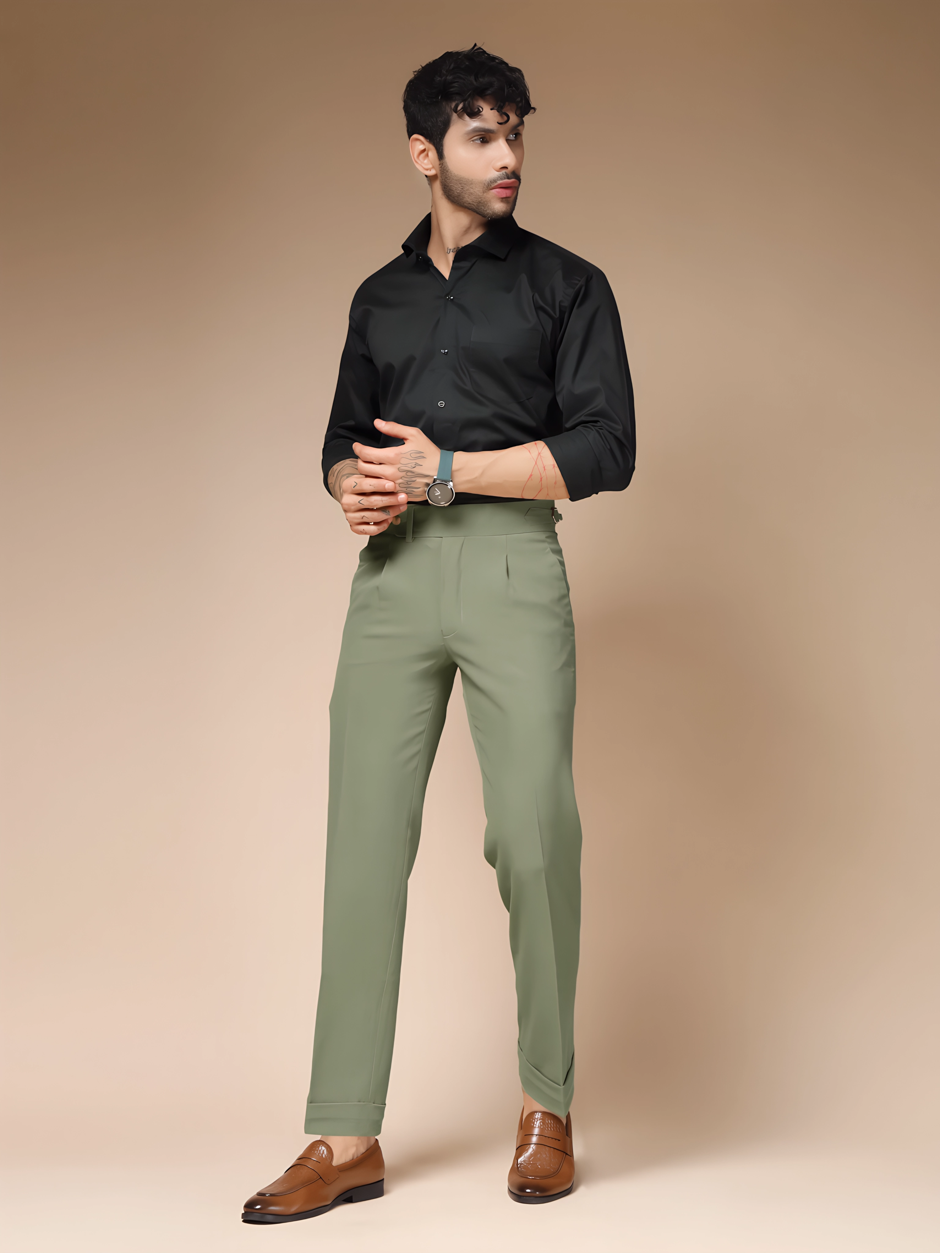 Pebble Italian Elegant Gurkha Trousers by ITALIAN VEGA®