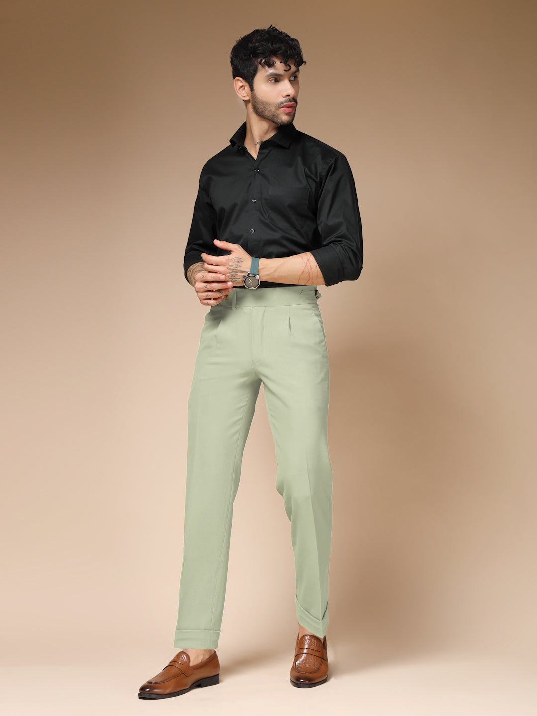 Lime Italian Elegant Gurkha Trousers by ITALIAN VEGA®