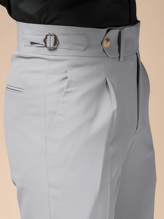 Ash Grey Italian Elegant Gurkha Trousers by Italian Vega®