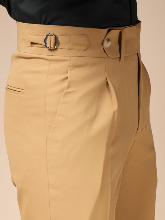 Camel Italian Elegant Gurkha Trousers by Italian Vega®