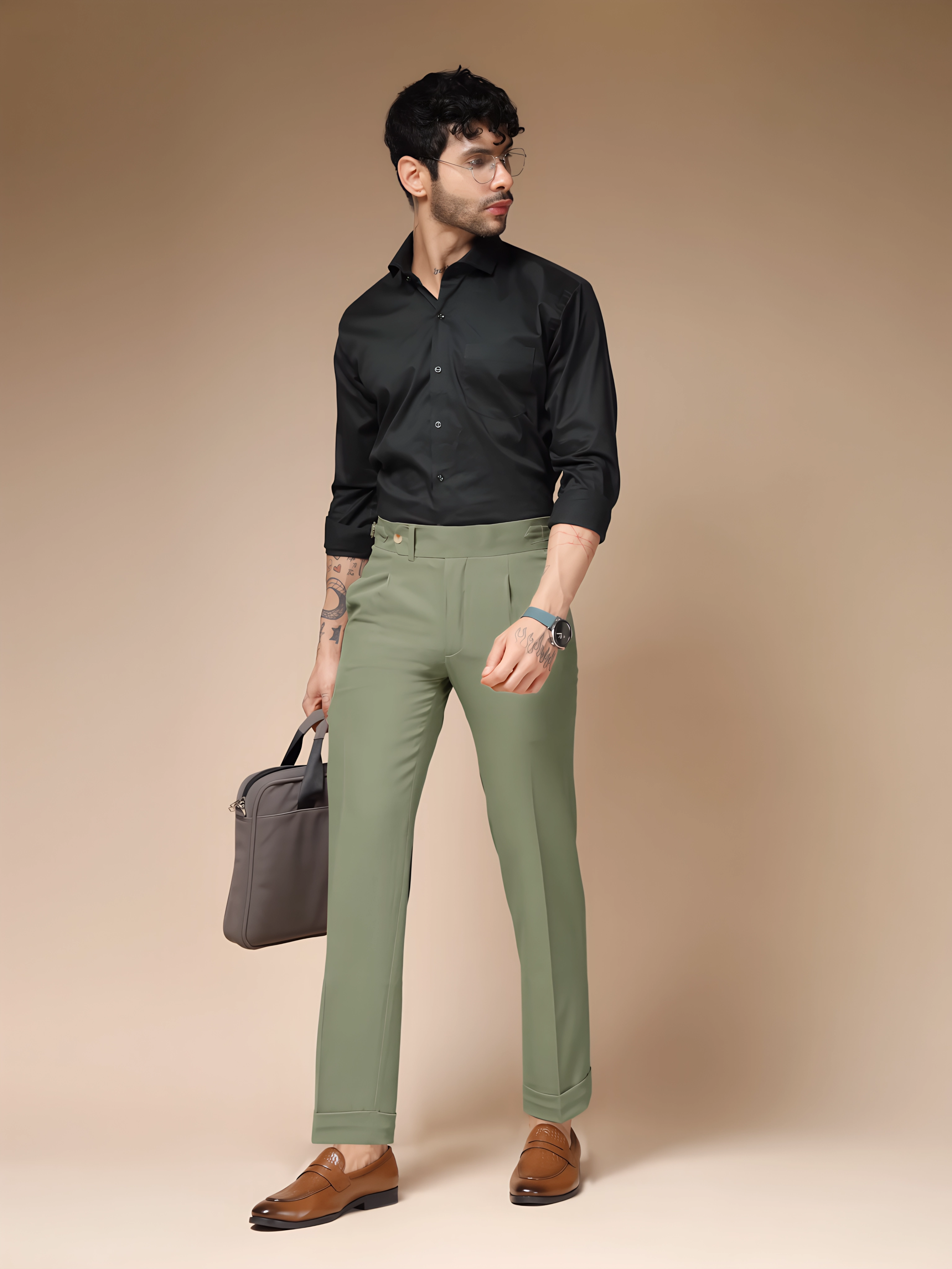 Pebble Italian Elegant Gurkha Trousers by ITALIAN VEGA®