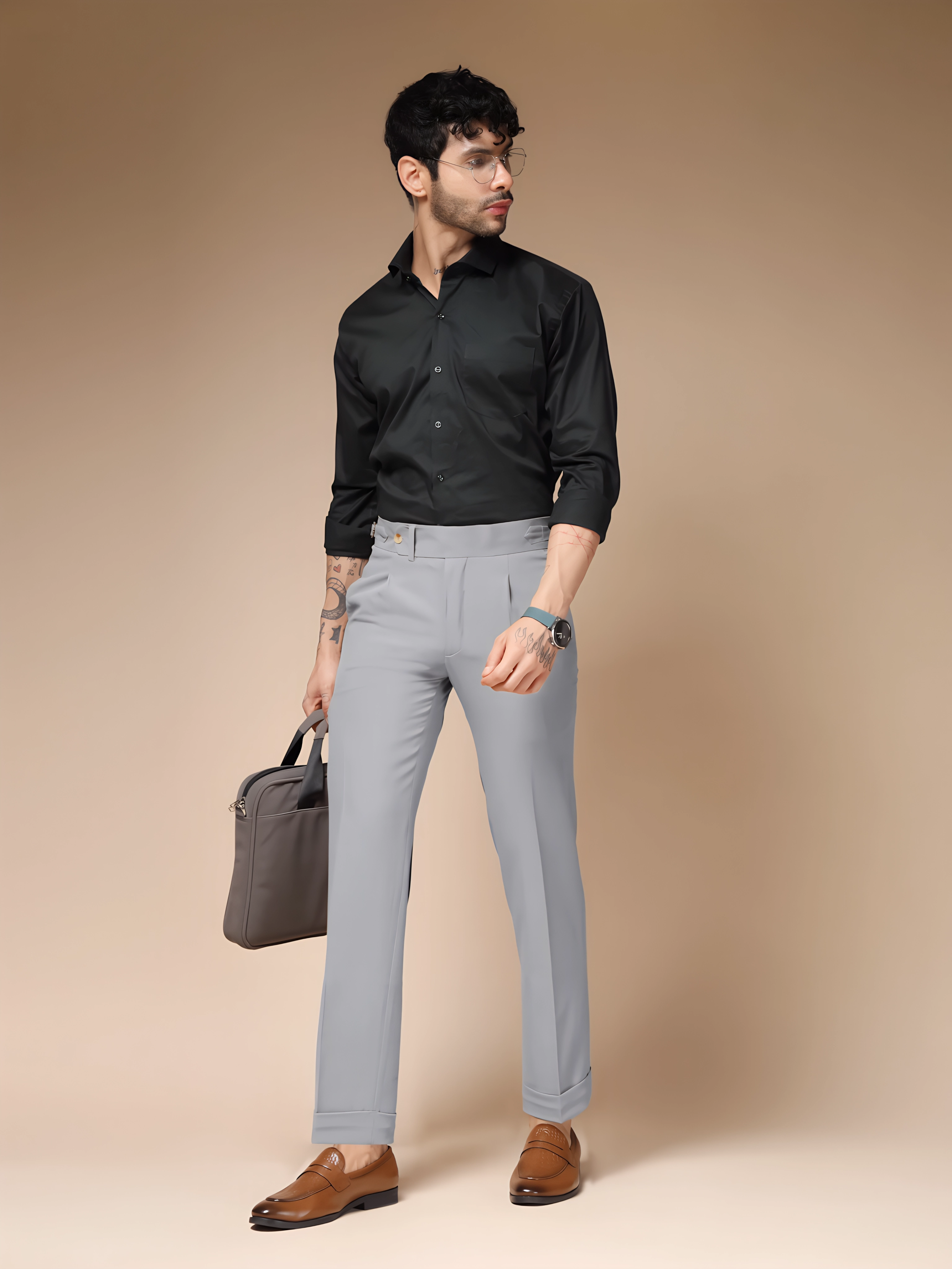 Ash Grey Italian Elegant Gurkha Trousers by ITALIAN VEGA®