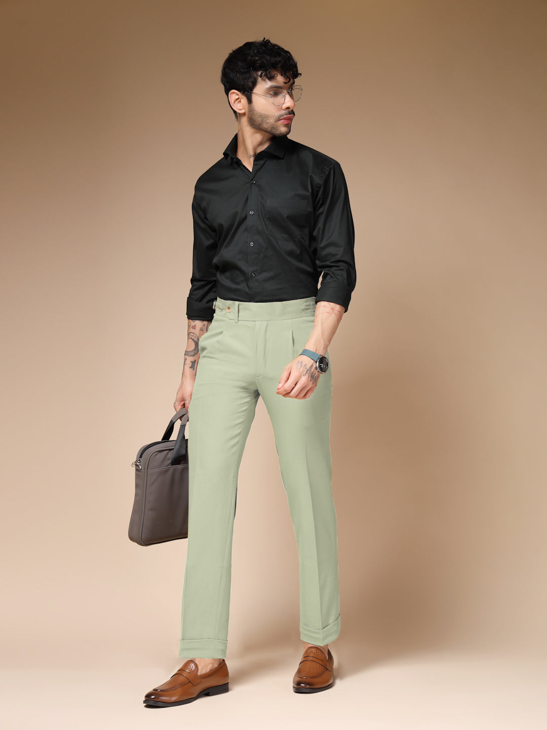 Lime Italian Elegant Gurkha Trousers by ITALIAN VEGA®