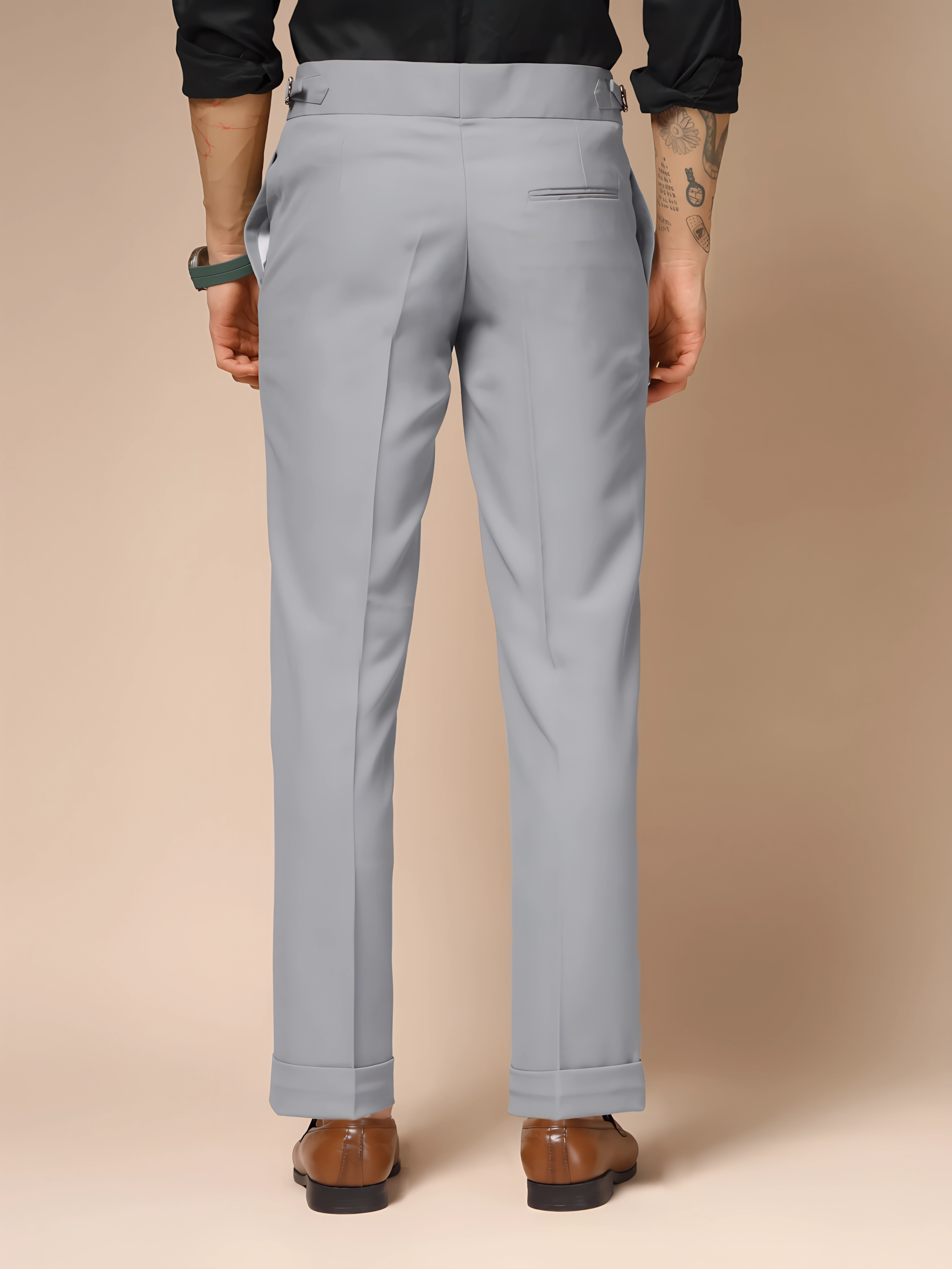 Ash Grey Italian Elegant Gurkha Trousers by ITALIAN VEGA®