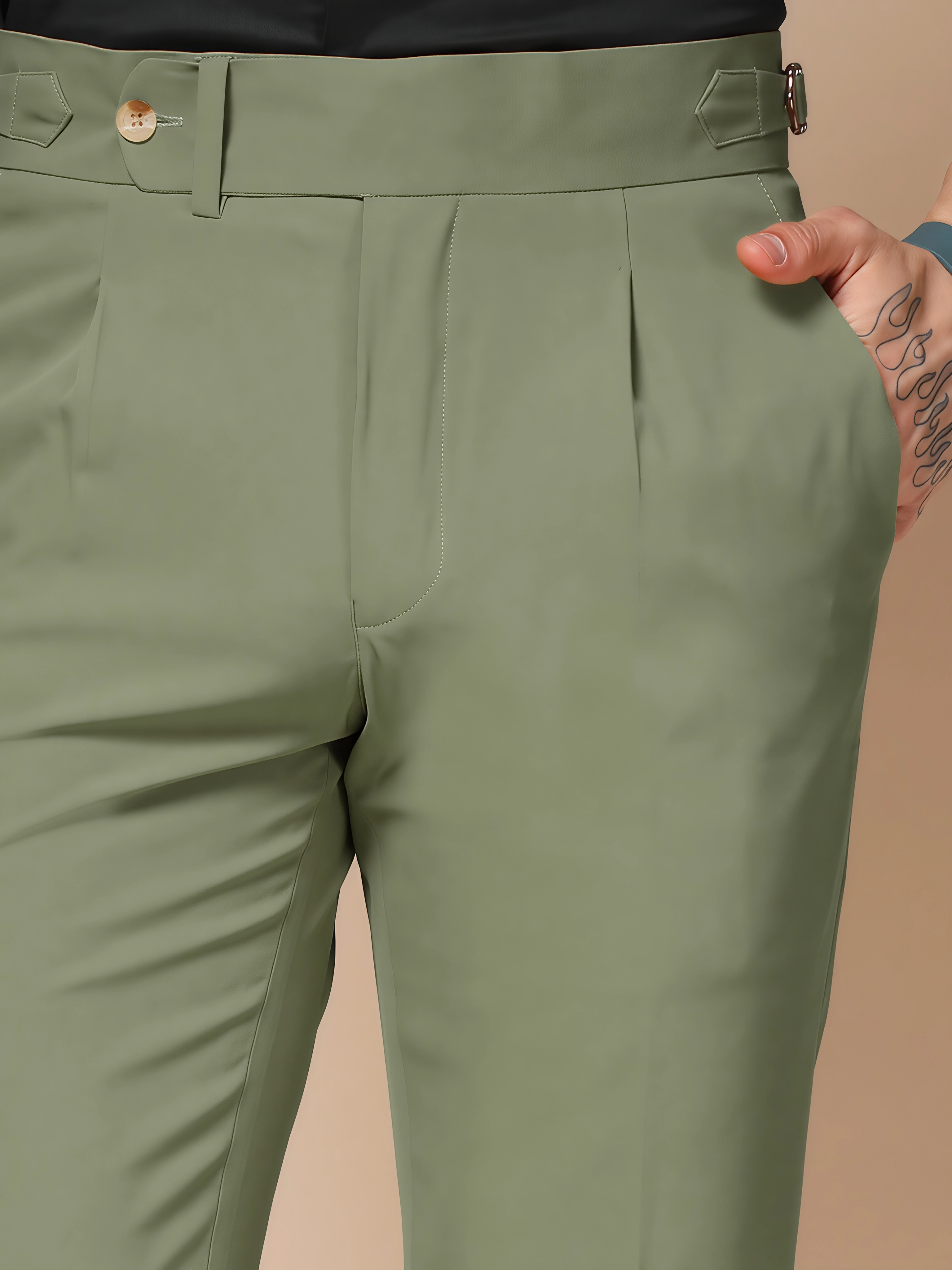 Pebble Italian Elegant Gurkha Trousers by ITALIAN VEGA®