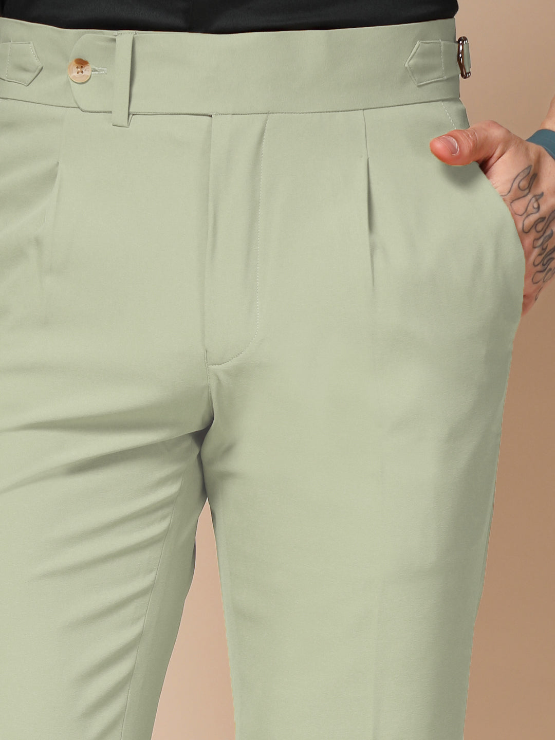 Lime Italian Elegant Gurkha Trousers by ITALIAN VEGA®