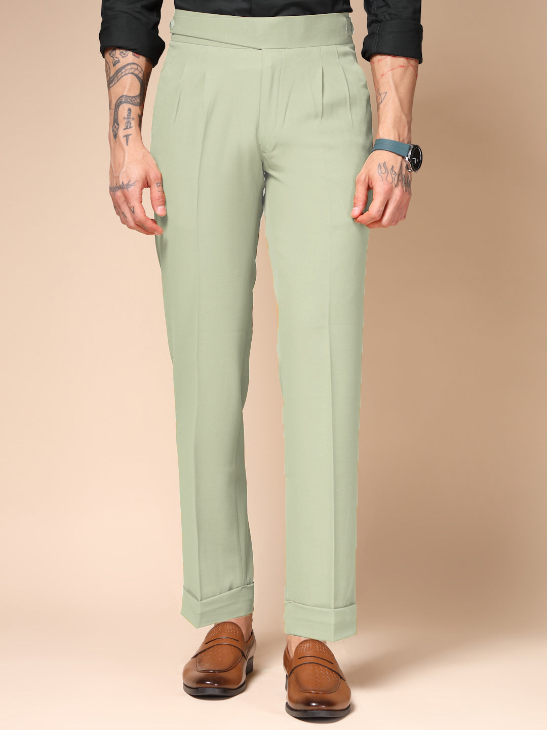 Lime Classic Buttoned Gurkha Pants by ITALIAN VEGA®