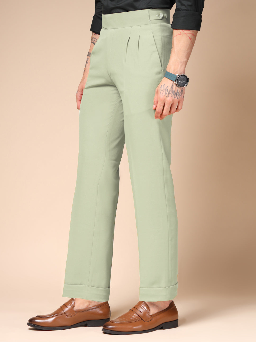 Lime Classic Buttoned Gurkha Pants by ITALIAN VEGA®