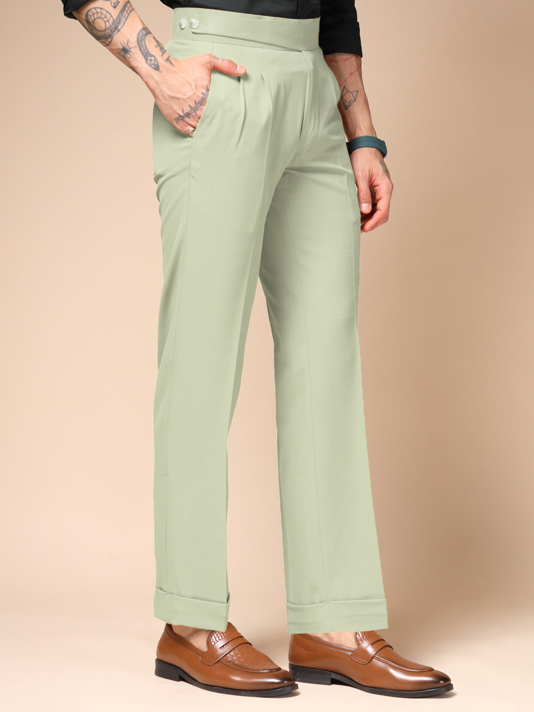 Lime Classic Buttoned Gurkha Pants by ITALIAN VEGA®