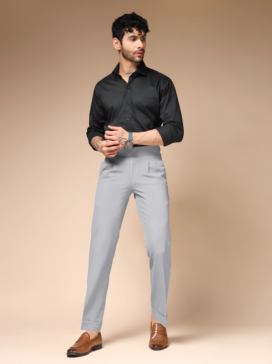 Ash Grey Classic Buttoned Gurkha Pants by Italian Vega®