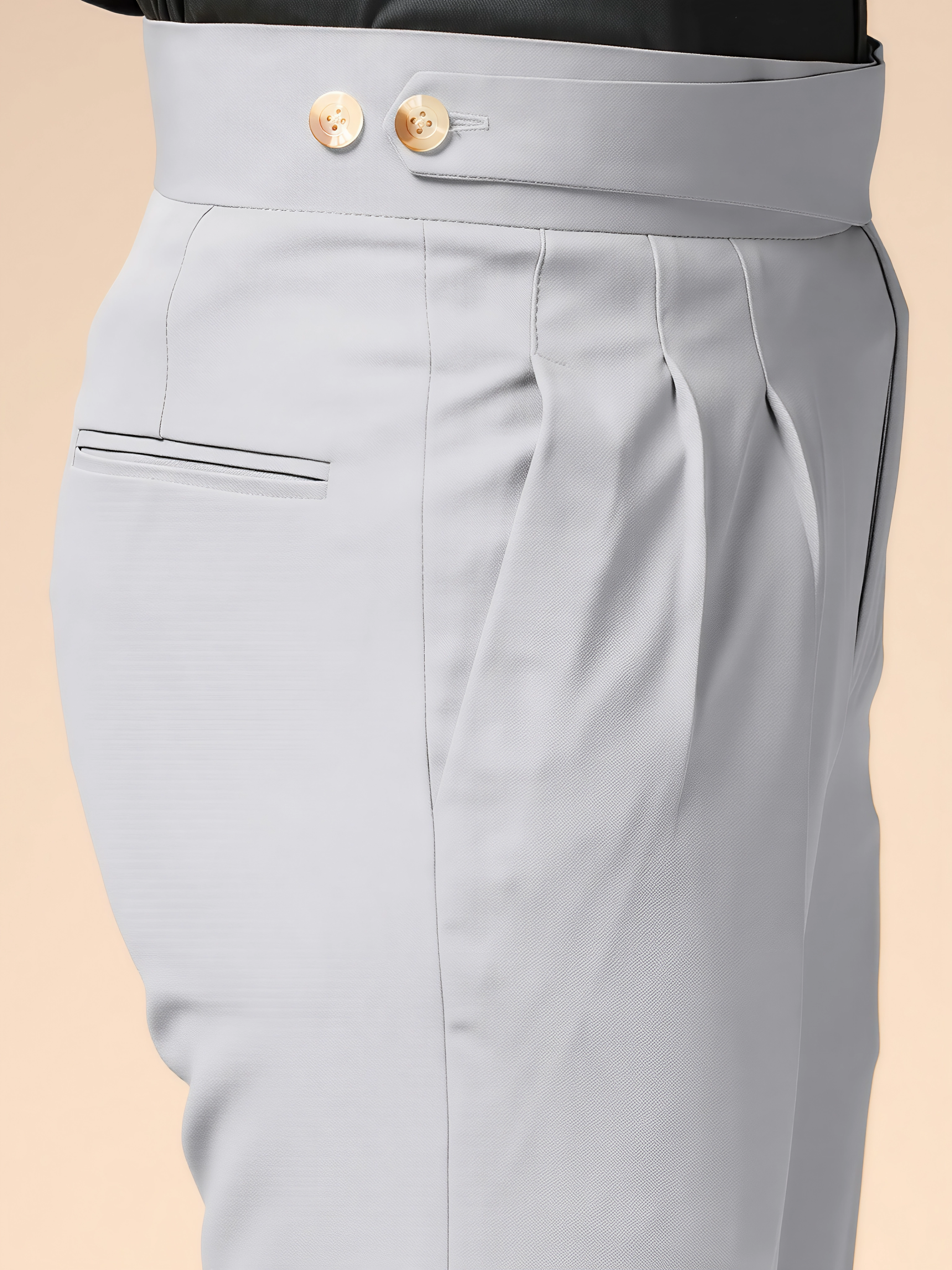 Ash Grey Classic Buttoned Gurkha Pants by ITALIAN VEGA®