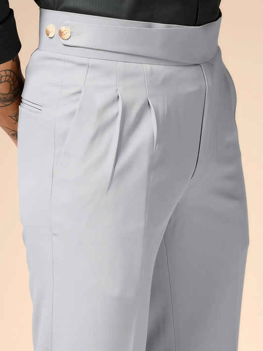Ash Grey Classic Buttoned Gurkha Pants by Italian Vega®