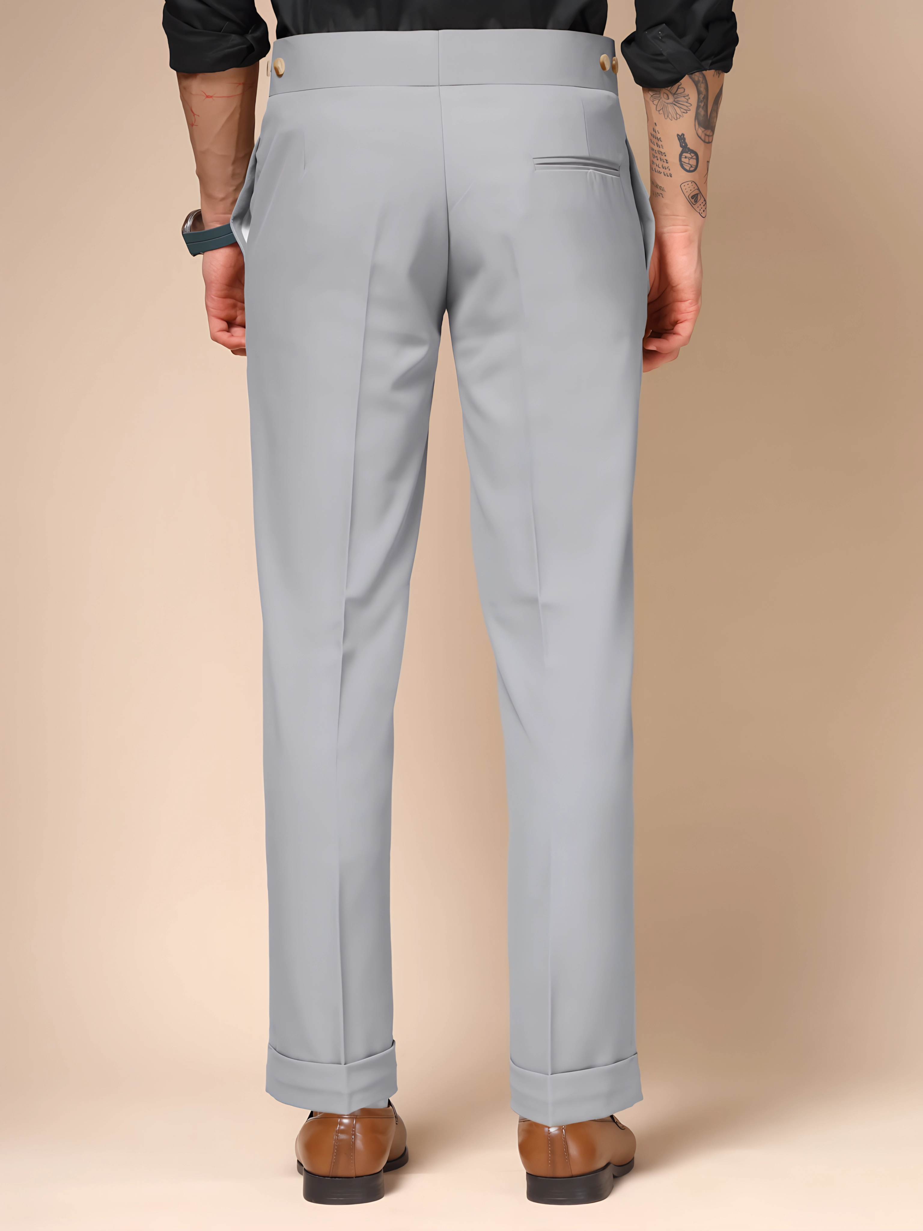 Ash Grey Classic Buttoned Gurkha Pants by ITALIAN VEGA®