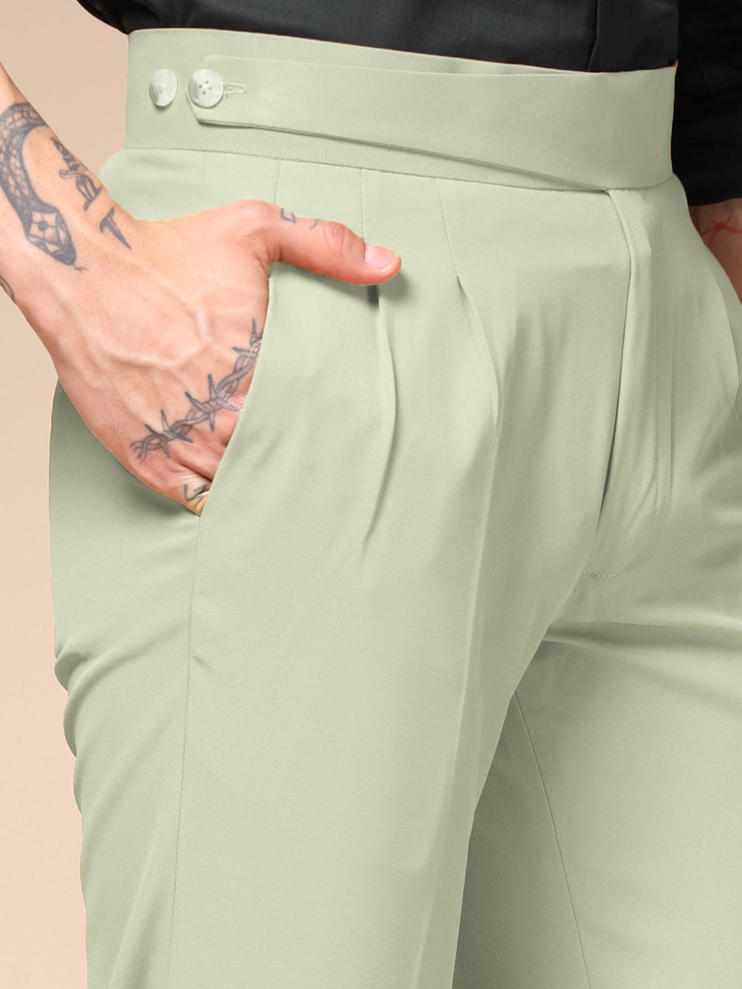 Lime Classic Buttoned Gurkha Pants by ITALIAN VEGA®