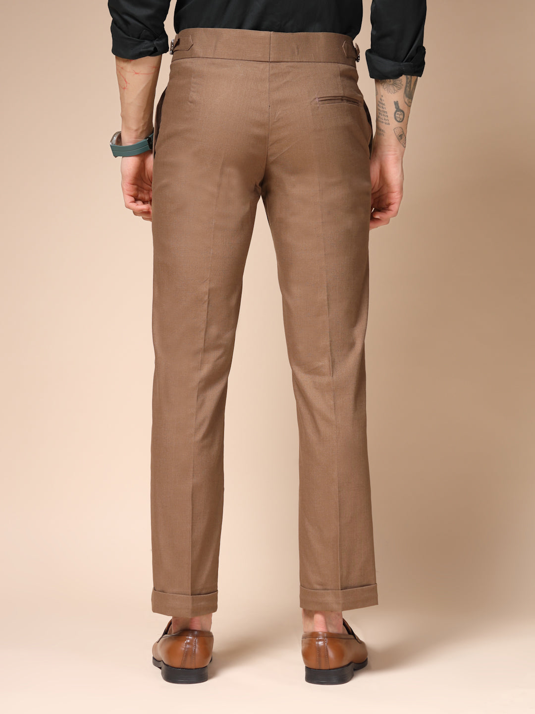 Khakhi Elegant Linen Gurkha Pants | Boot Cut Fit by ITALIAN VEGA®
