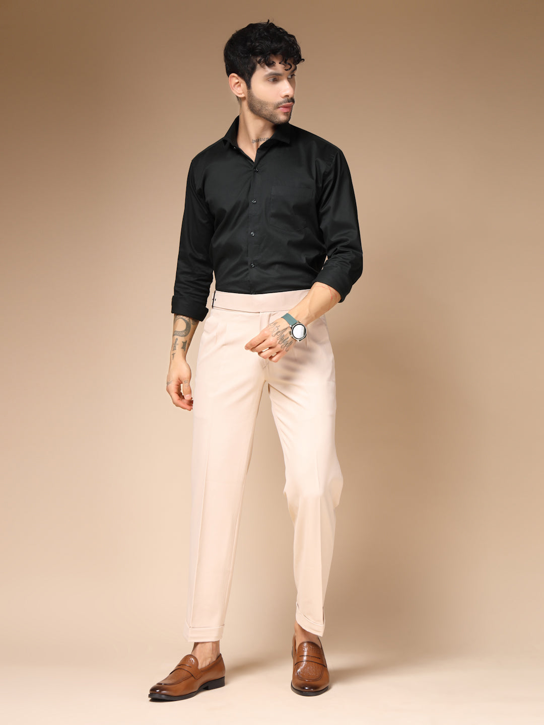 Beige Classic Buckle Gurkha Pants by ITALIAN VEGA®