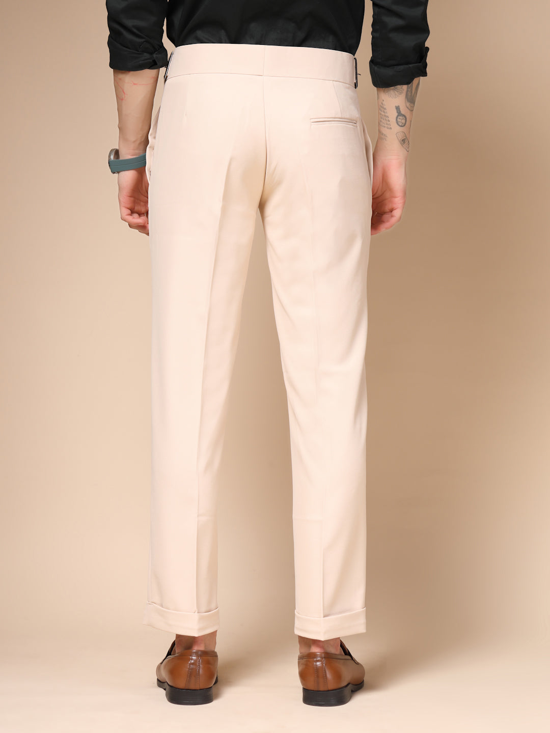Beige Classic Buckle Gurkha Pants by ITALIAN VEGA®